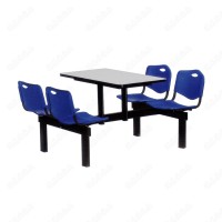 厂家定制塑料靠背四人位防火板桌面政府单位食堂快餐桌椅款式可选
