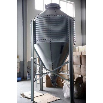 现代化养殖设备自动喂料系统设备安装玻璃钢饲料料塔镀锌板料塔