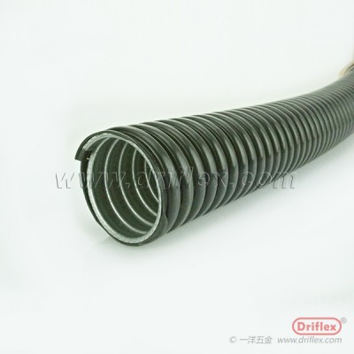 黑色波浪型包塑金属软管/工程用蛇皮管通径16-64mm